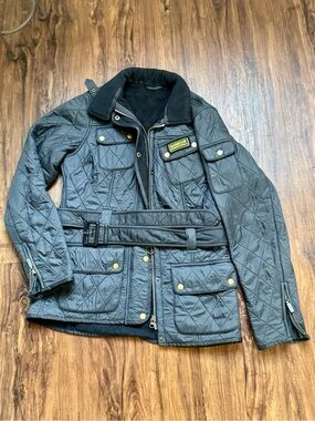 Barbour Women’s Black Quilted Belted Field Jacket, Size 4